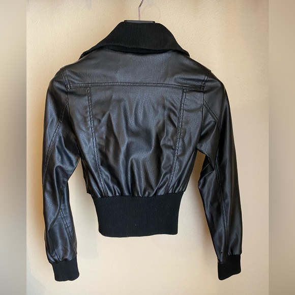 Miley Cyrus Black Faux Leather Jacket Girls XS - Picture 6 of 14